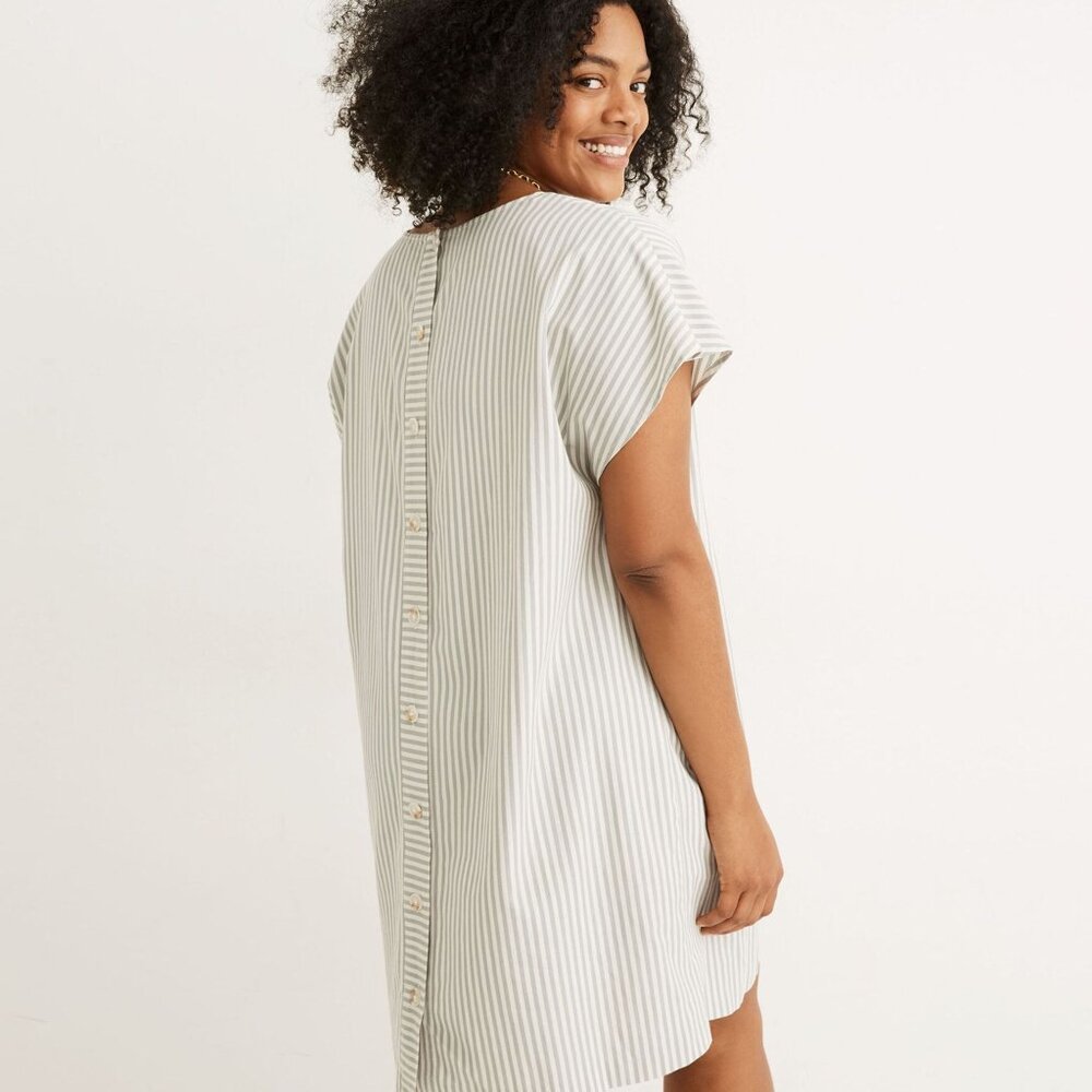 MADEWELL Button-Back Easy Dress in Stripe Size Small